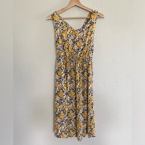 Floral yellow cross-back dress
